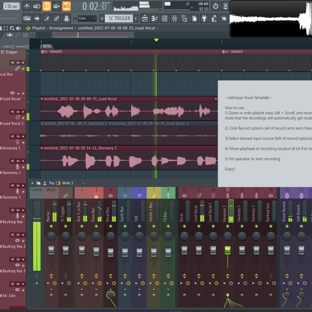 FL Studio Vocal Template - Lektrique - Scraps Audio
